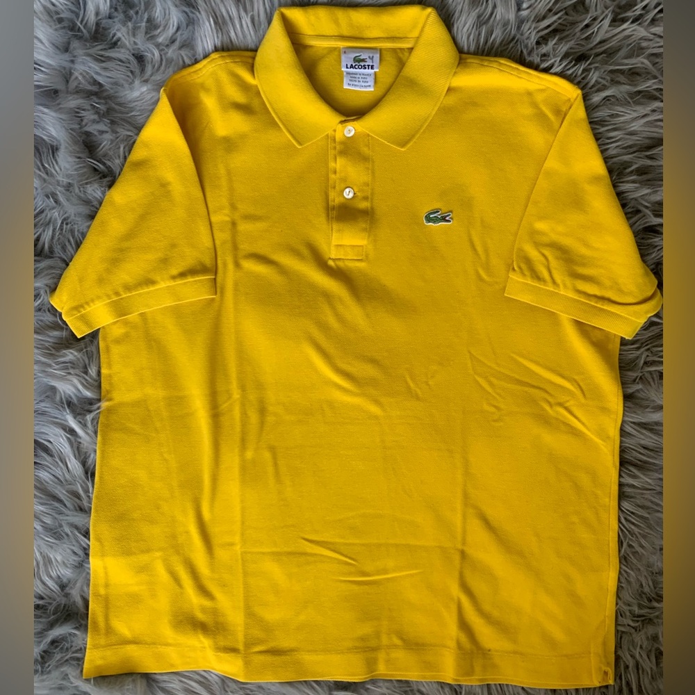 Lacoste Mens Original L.12.12 Size 6 L Yellow Cotton S/S Polo Shirt